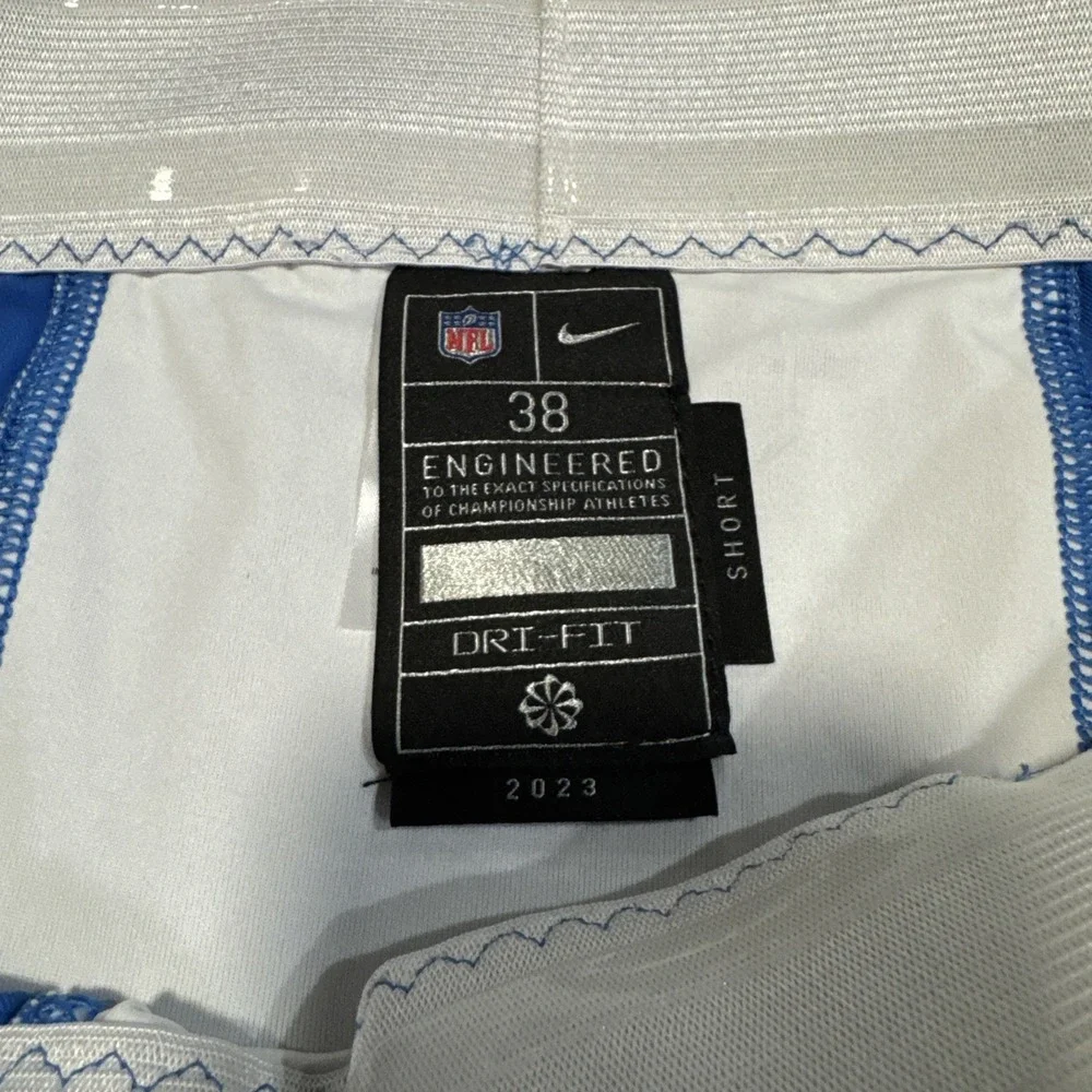 2023 Detroit Lions NFL Game Issued Worn Blue Pants Nike DRI-FIT Size 38 Short